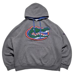 VINTAGE Florida Gators Men Sweatshirt L Gray Logo Embroidered Hoodie Pullove